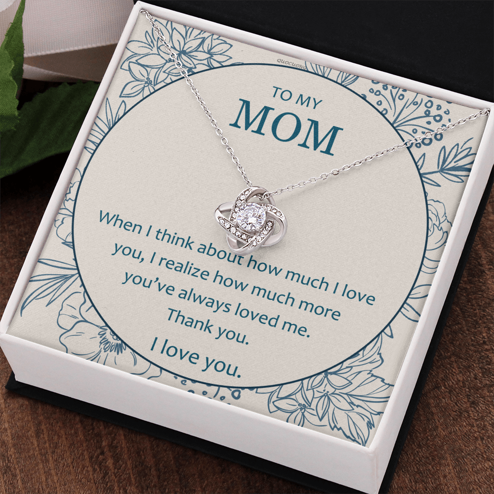 Mother And Daughter Necklace, To My Mom Love Knot Necklace From Daughter, Thank You Necklace Gift For Mom, Mother On Birthday Gift Anniversary Wedding Day Necklace For Mom, Daughter To Mom Pendant
