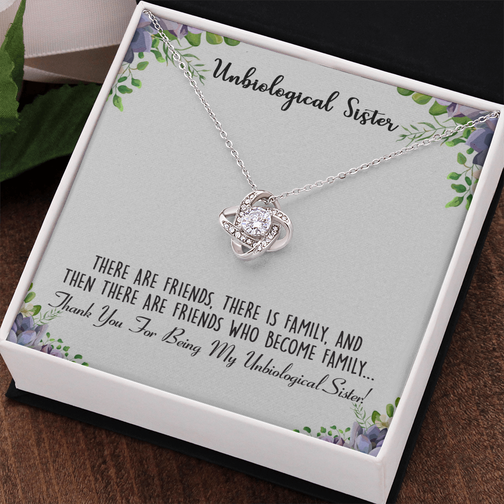 To My Unbiological Sister Love Knot Necklace From Sister, Thank You For Being Sister Gift Necklace, Sister-in-Law Gift Pendant, Love Knot Jewelry Gift For Girls Brother And Unbiological Sister Gifts