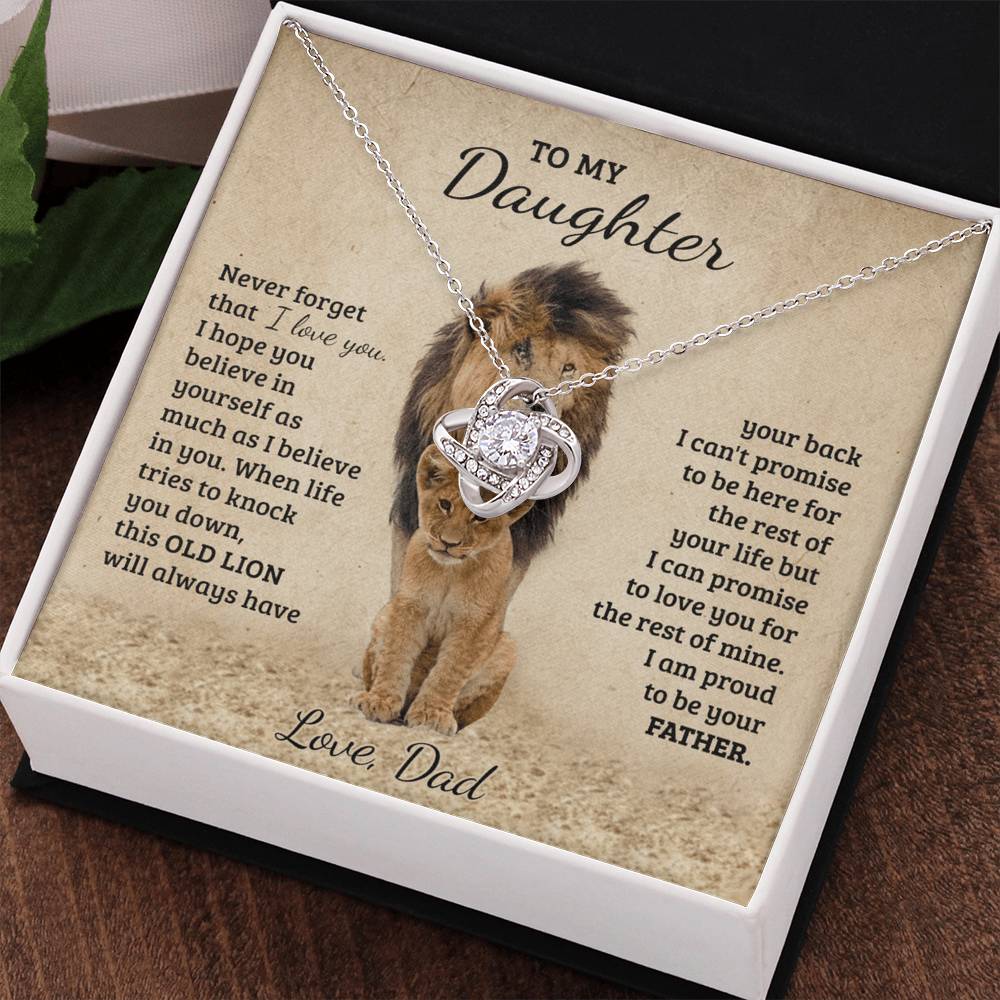 To My Daughter Gift Necklace from Dad Old Lion Your Back Believe Rest of Mine Personalized Chain Necklace Jewelry for Women Birthday Valentine Mother Jewelry Gift For Girls, Little Girl
