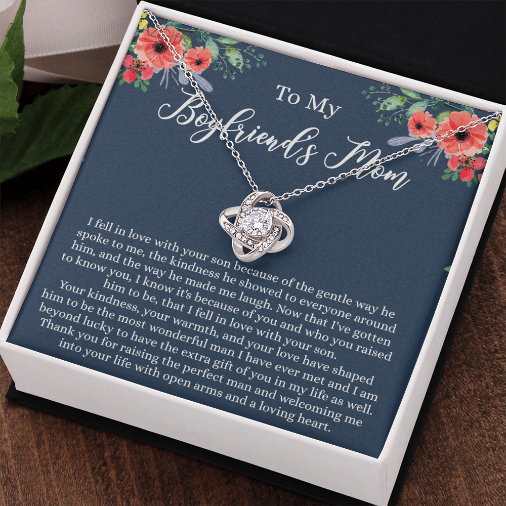 Gift For Boyfriend's Mom Necklace, To My Boyfriend's Mom Love Knot Necklace, Gift To My Boyfriend's Mom Necklace For Mothers Day Birthday Gift Christmas Retirement Jewelry For Women Girlfriend's