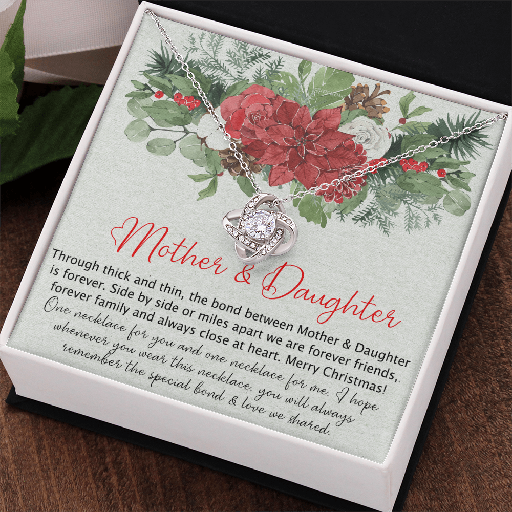 Mother And Daughter Gift Necklace, To My Mom Love Knot Necklace Gift From Daughter, Merry Christmas Necklace Gift For Mom, Mother To Daughter Gift Necklace, Jewelry Gift For Women, Mother Daughter