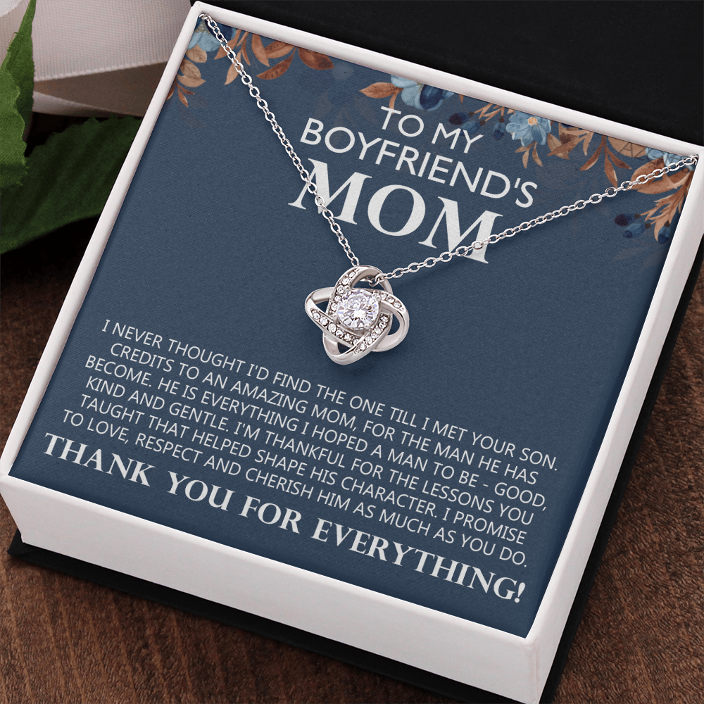 Boyfriend's Mom Gift Necklace, To My Boyfriends Mom Necklace From Girlfriends, Love Knot Necklace Gift For Boyfriends Mom, Jewelry For Boyfriend's Mom, Mothers Day Necklace For Boyfriends Mom