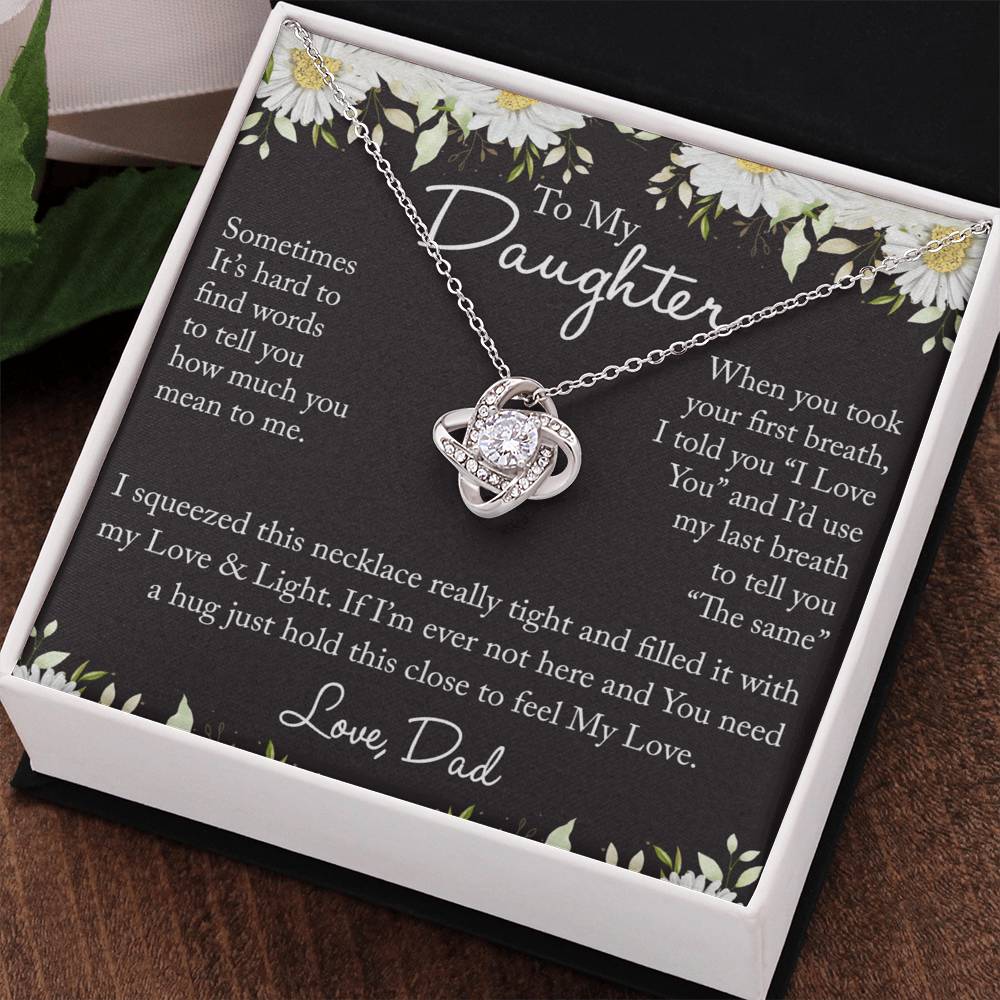 Father And Bonus Daughter Necklace, To My Daughters Necklace, Love Knot Jewelry Gift From Dad Step Dad Mom Step Mom For Birthday, Graduation Gift, Thanksgiving and Christmas, Jewelry Gift For Girls