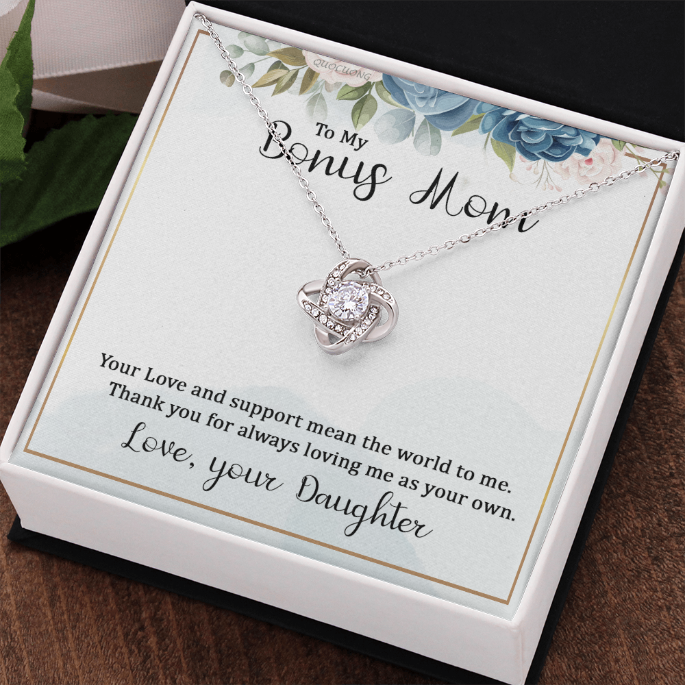 Bonus Mom Gift Necklace, Bonus Mom And Bonus Daughter Love Knot Necklace, To My Bonus Mom Necklace From Daughter, Thank You For Always Mom Necklace Gift On Mother's Day, Birthday Gift Anniversary