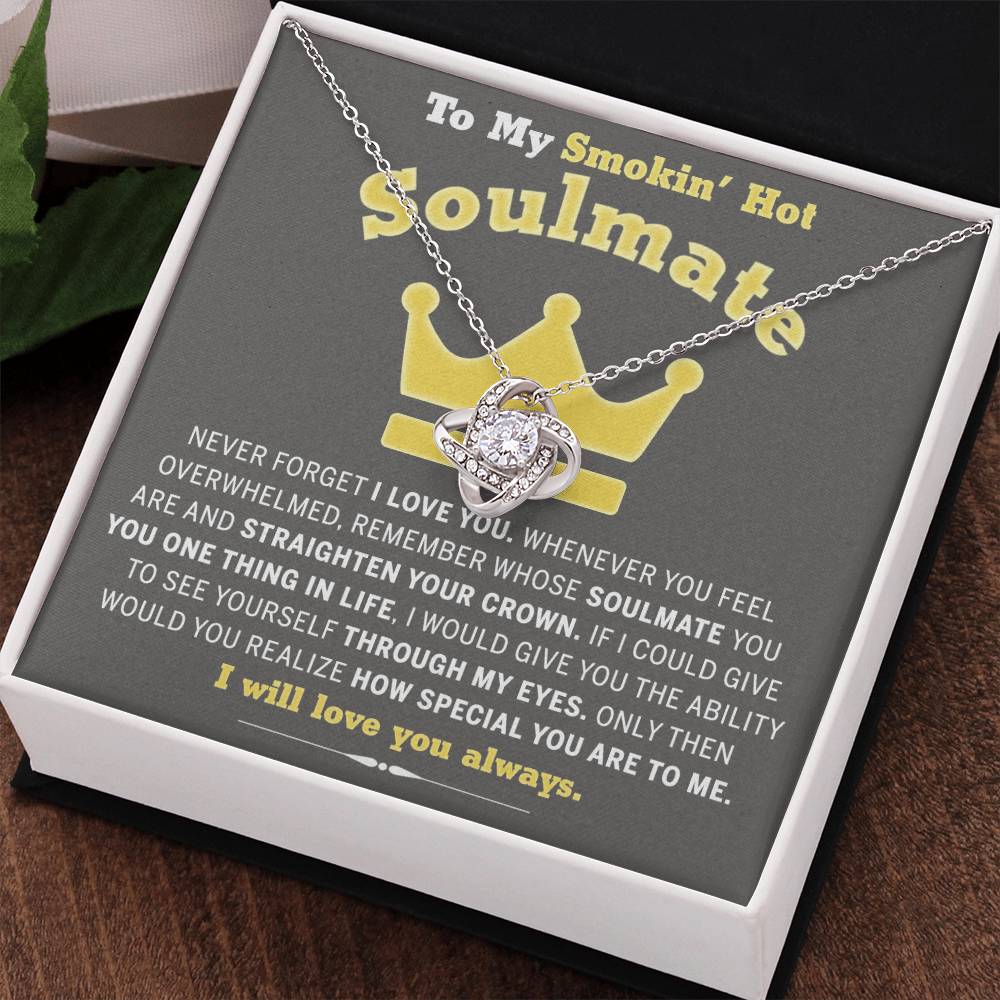 To My Smokin' Hot Soulmate Necklace Gift From Husband Boyfriend, Jewelry Gift for Wife, Couples Gifts Neckalce for Wife Necklaces Styles On Birthday Christmas Wedding, Love Knot Necklace for Women