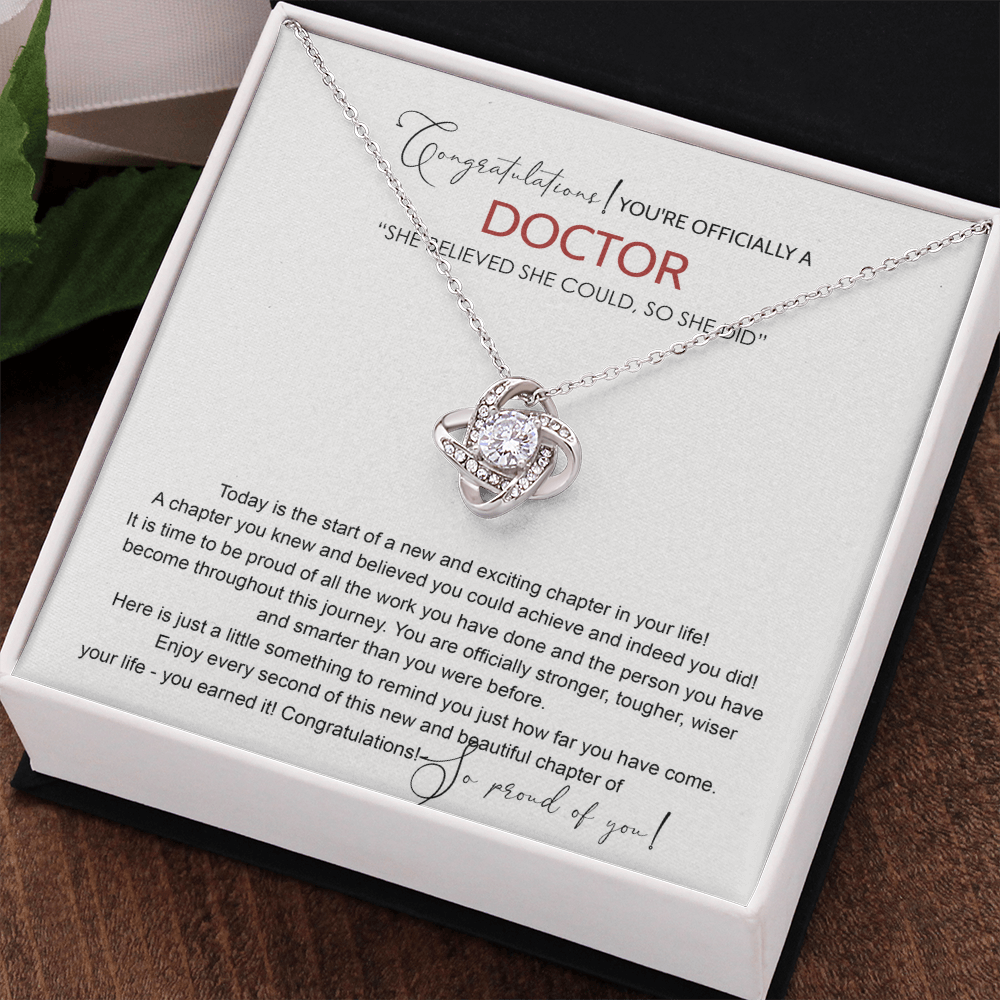 Doctor Graduation Love Knot Necklace, New Doctor Gifts, Medical Student Graduation Gift, Graduating Class of 2026 Necklace, Congrats Graduation Knot Necklaces Gift For Daughter, Granddaughter, Niece