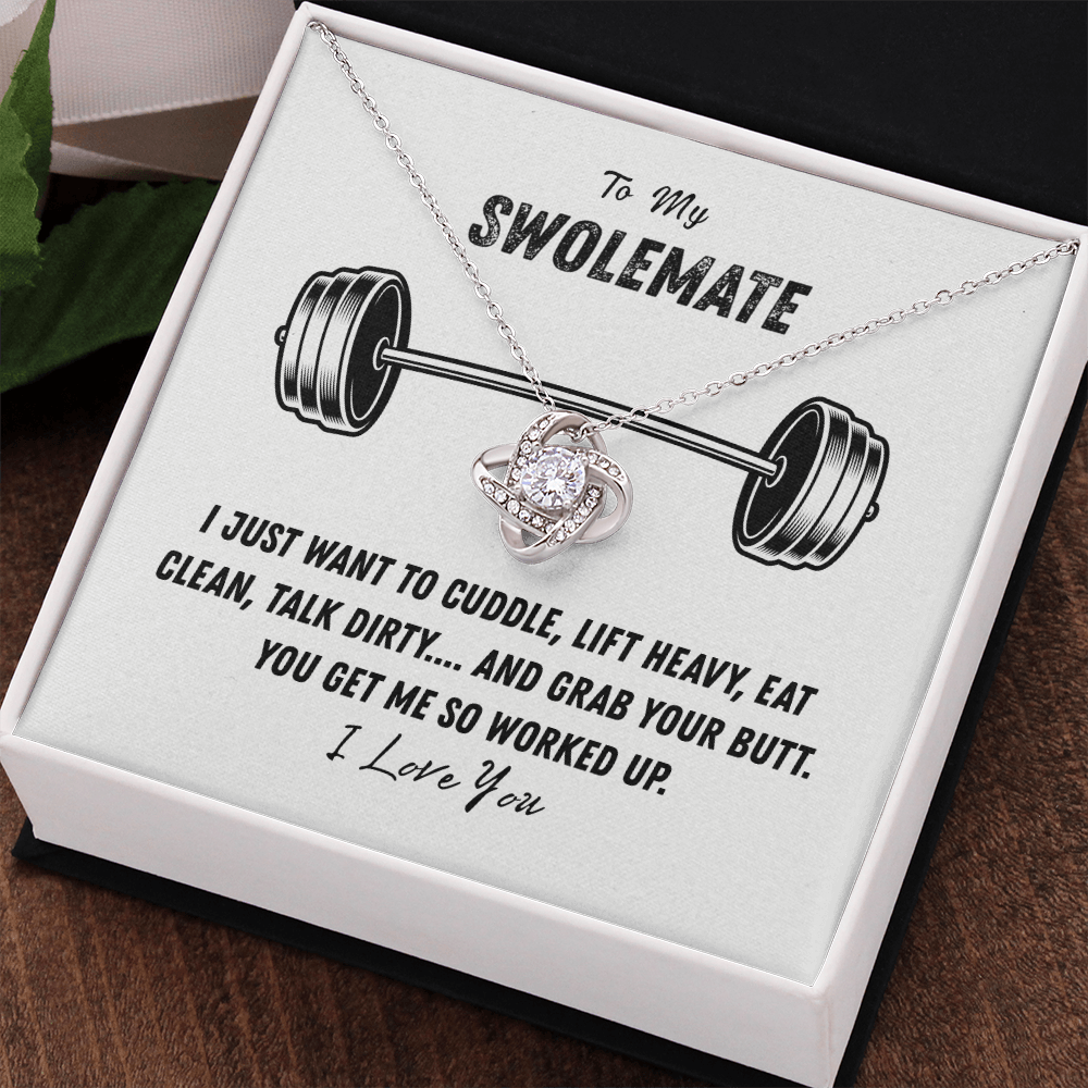 To My Swolemate Love Knot Necklace From Husband, Necklace Gift For Swolemate, Necklace Pendant, Swolemate Necklace, Birthday, Wedding Day, Necklace For Women, Swolemate Cubic Zirconia Necklace