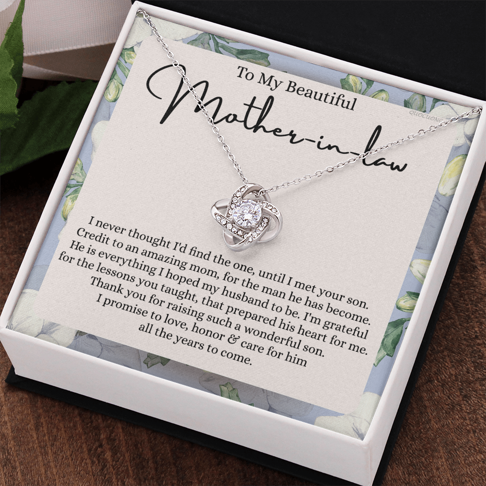 Mother In Law Gift Necklace, To My Beautiful Mother In Law Love Knot Necklace Gift From Daughter In Law, Mother And Daughter Gift Necklace Pendant, The Love Knot Necklace Gift For Mom Pendant