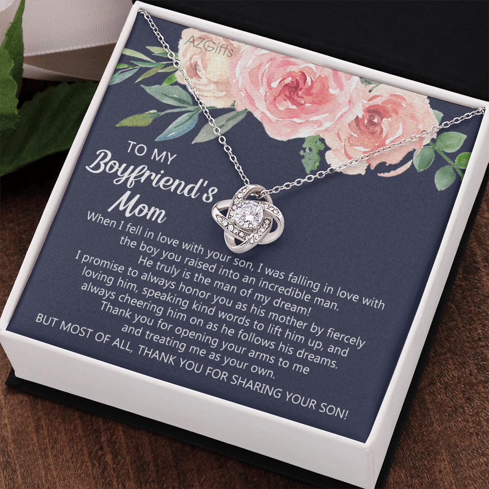 To My Boyfriend's Mom Necklace From Girlfriend, Gifts for Boyfriend's Mom Necklace, My Boyfriends Mom Love Knot Necklace From Man, Necklace On Mother's Day, Anniversary, Birthday Gifts, Christmas