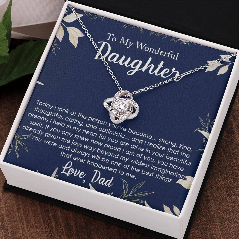 Daughter Gifts Necklace From Dad, To My Daughter Lion Dad And Daughter Love Knot Necklace Birthday Gift for Daughter From Dad, Christmas Gift For Daughter Necklace, Father To Daughter Gift Necklace