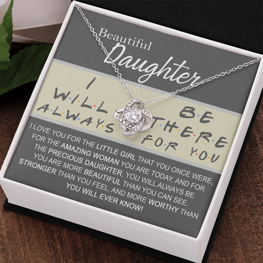 Daughter Gift Necklace Message Card Jewelry - Getting Card For Daughter, Custom Card For Little Girl, To My Beautiful Daughter Love Knot Necklace Gift From Mom - Mother And Daughter Gift Jewelry
