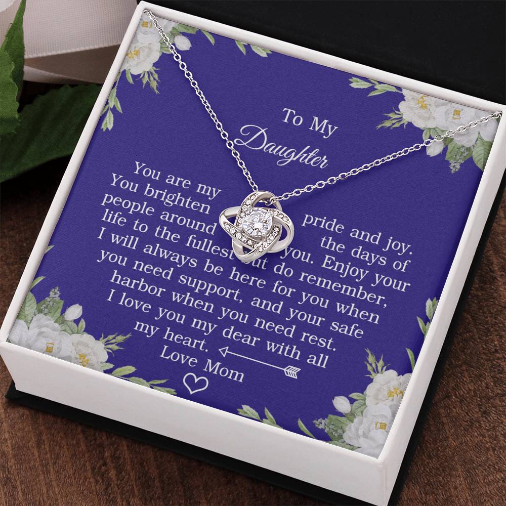 To My Daughter Love Knot Necklace From Mom And Daughter Pendant Gifts For Daughter's From Mother To Daughter Jewelry Gift For Girls, Daughter Necklace Gift From Mother, Daughter To Mom Jewelry
