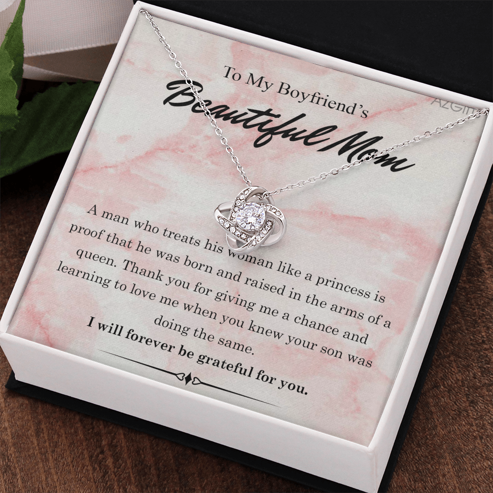 To My Boyfriends Beautiful Mom Necklace From Girlfriend, Gift Necklace For Boyfriend's Mom Jewelry For Mom On Mothers Day For Boyfriend Mom, Boyfriend's Mom Christmas Necklace Gift for Bf Mom