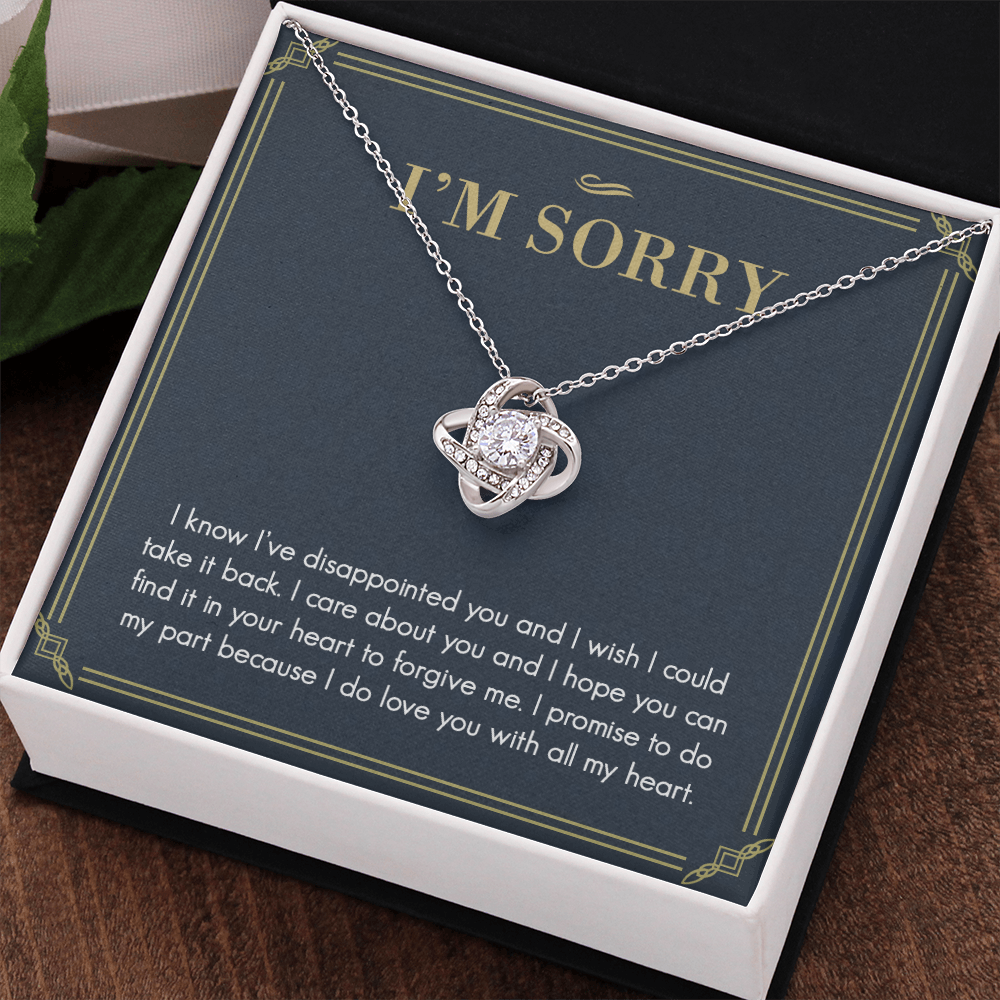 I'm Sorry Gift Necklace For Her, For Girlfriend, Soulmate, Please Forgive Me Gift Necklace, I'm Sorry Love Knot Necklace From Boyfriend, Husband - Love Knot Pendant Gift For Girlfriend, Soulmate