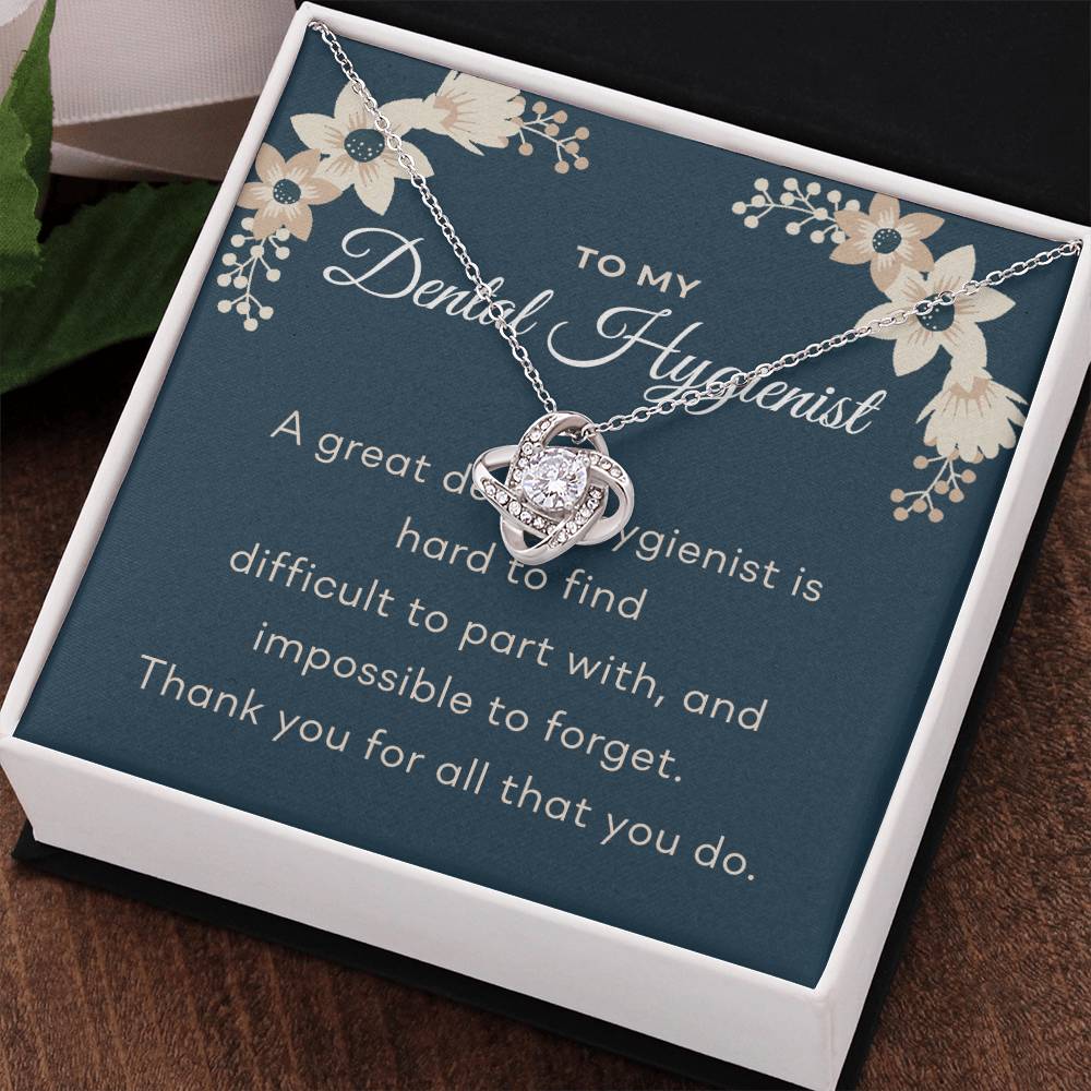 Personalized Gift Love Knot Necklace Gift For Dental Hugienist, Dental Hygienist Gift Necklace, Assistant Present Gift Necklace, Thank you Appreciation For Dental Hygienist Custom More Necklace