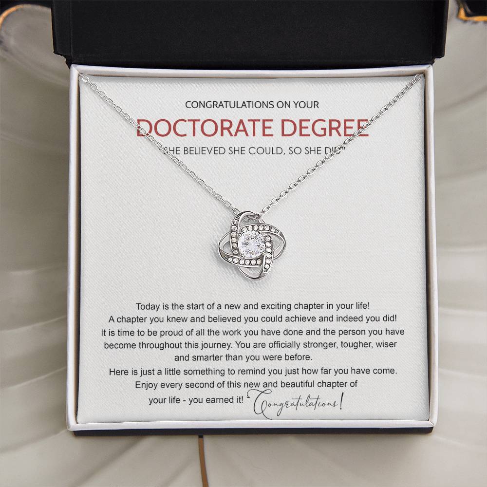 Doctorate Degree Necklace From Mom, Doctorate Degree Love Knot Necklace Gift On PhD Doctoral Graduation, Graduate Graduating, Class of 2025 Congrats Graduation Pendants Gift For Her, Daughter FBA