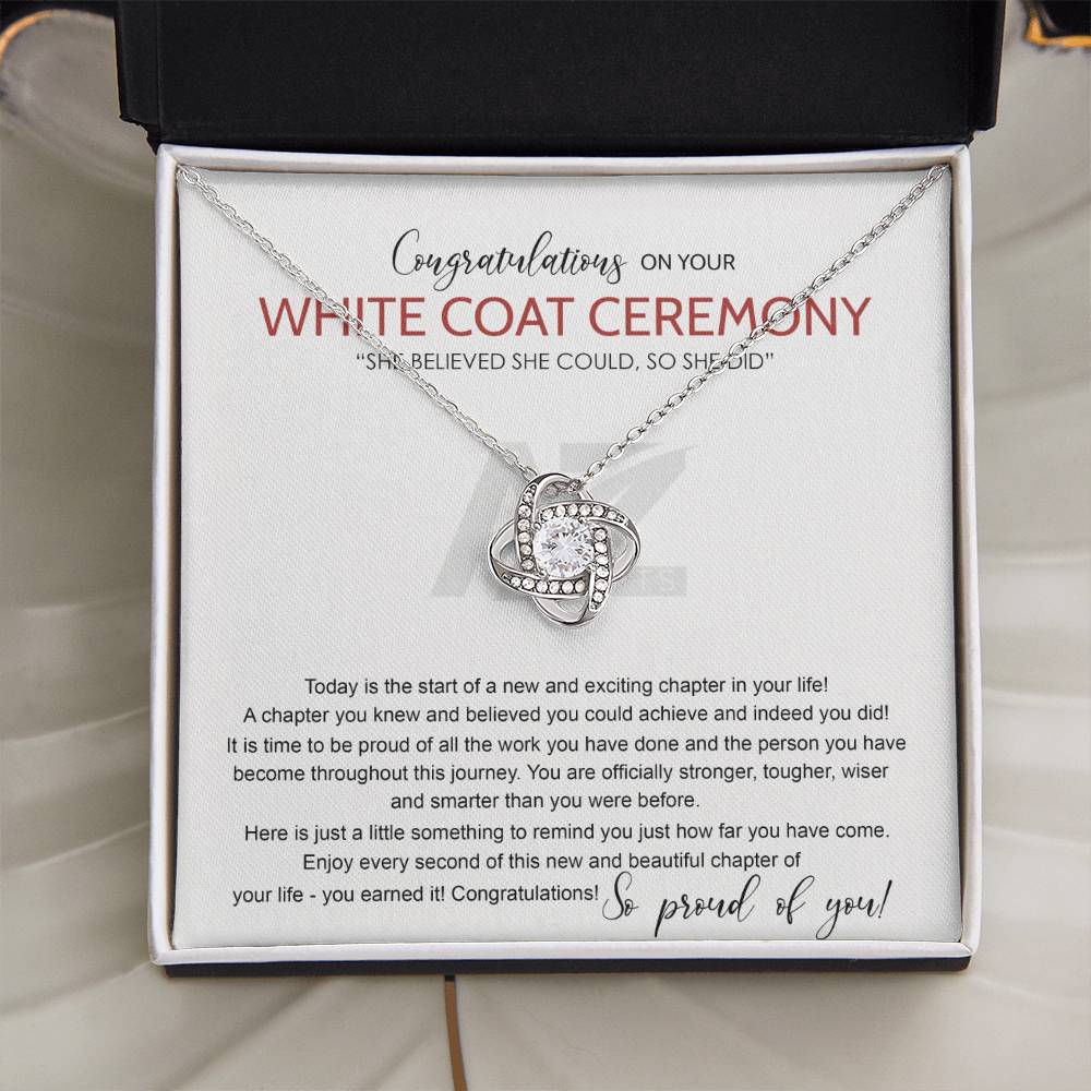 White Coat Ceremony Gift Necklace, Chiropractor White Coat Ceremony, New Doctor Gift, Gifts For for Girl, Daughter With Message Card and Gift Box Necklace Love Knot Necklace SO-2655078 chong hj