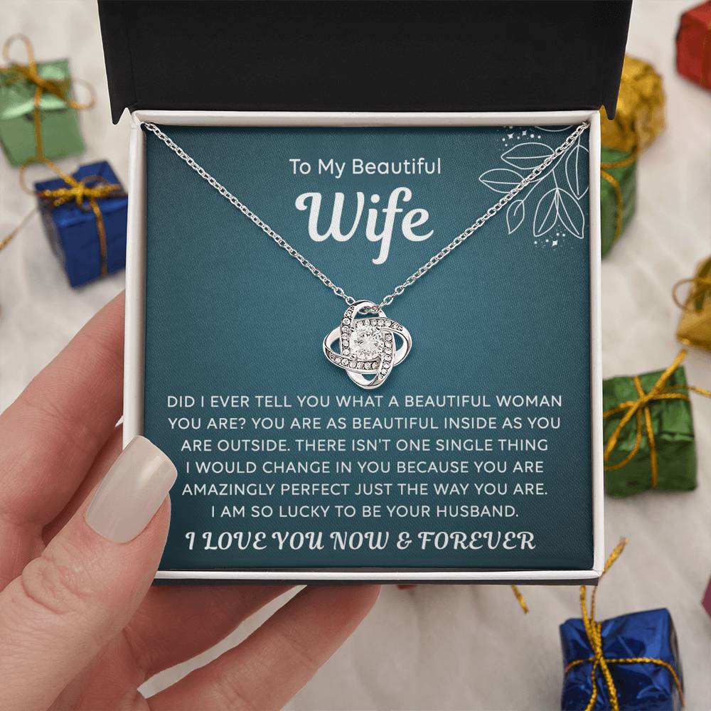 Wife Gift Necklace, To My Beautiful Wife Necklace From Husband, Wife Love Knot Necklace From Husband, Jewelry Gift For Women, Beautiful Women, Badass Wife Gift Necklace, Soulmate Gift Necklace