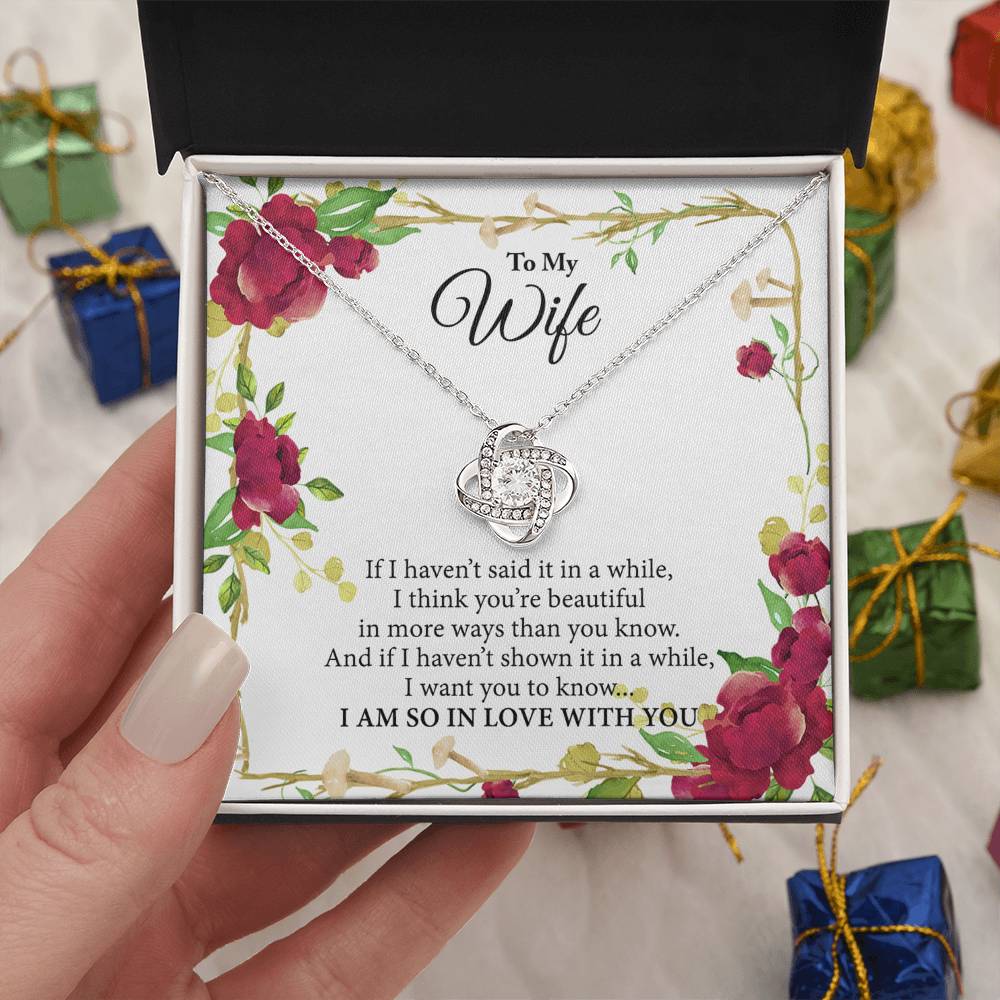 Wife Gift Necklace From Husband, To My Wife Necklace, Wife Love Knot Necklace From Husband, Jewelry Gift For Women Badass Wife Gift Necklace Soulmate Necklace Gift From Men You're Beautiful Necklace