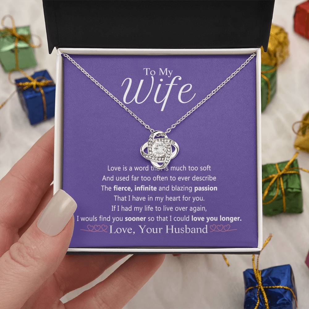 Wife Gift Necklace From Husband, To My Wife Necklace, Wife Love Knot Necklace From Husband, Jewelry Gift For Women Badass Wife Gift Necklace Soulmate Necklace Gift From Men Love You Longer Necklace