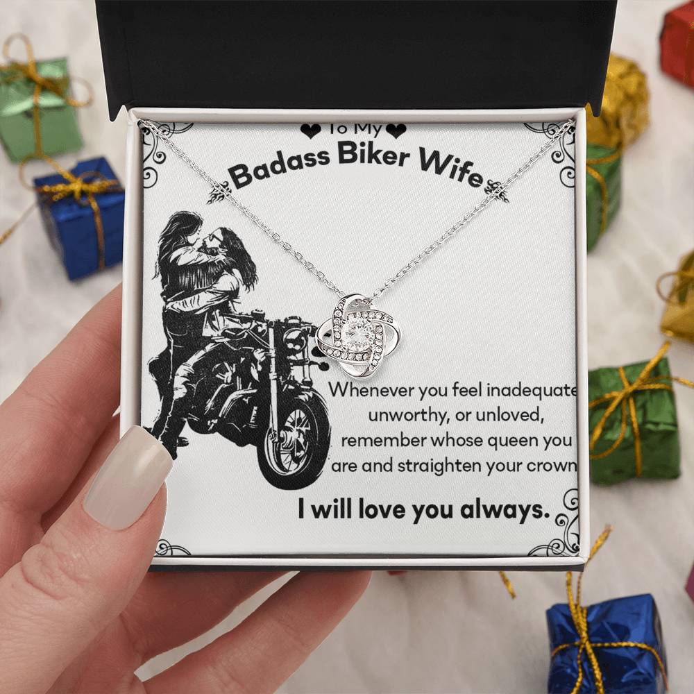 Wife Necklace Gift From Man, To My Badass Biker Wife Necklace From Husband Valentines Day Necklace Gift Anniversary Jewelry with Message Card and Gift Box Gift for Wife Gift Necklace Love You Always
