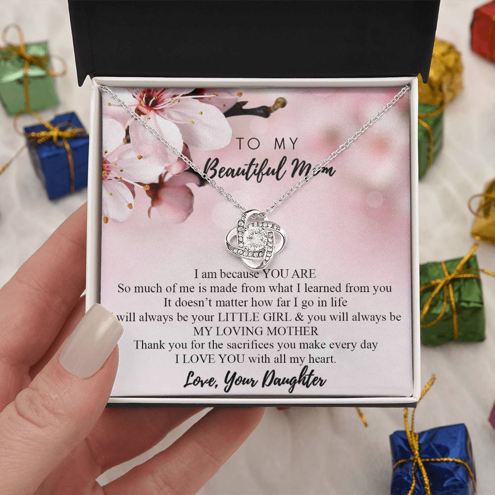 To My Beautiful Mom Necklace Mother's Day Gift Jewelry for Mom Daughter Mom Gift