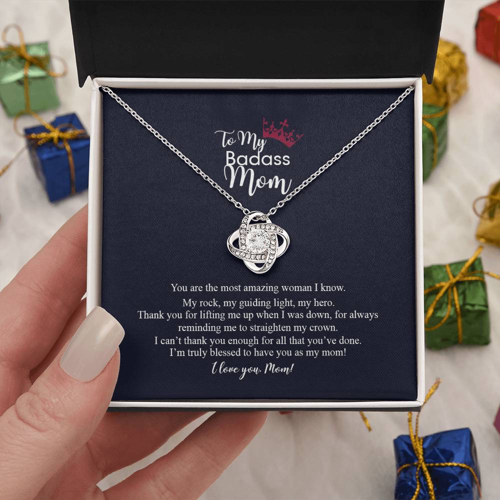To My Badass Mom Love Knot Necklace, Gift For Mom Mother's Day Birthday Gift