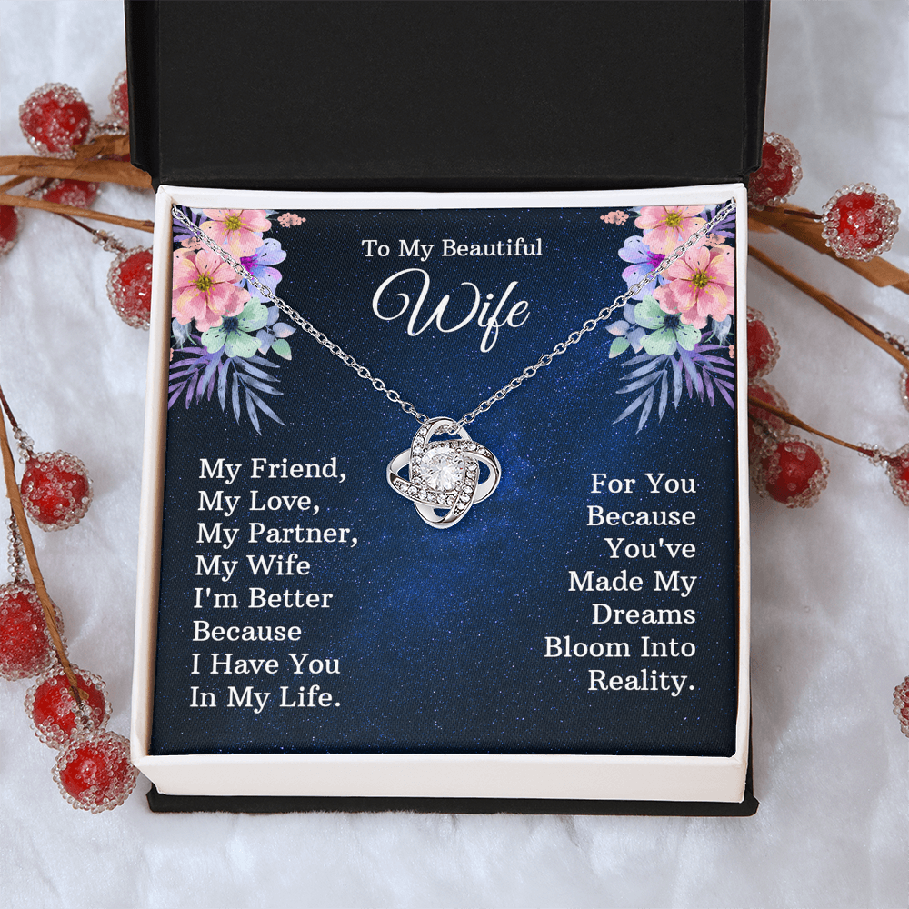 Wife Gift Necklace, To My Beautiful Wife Necklace From Husband, Wife Love Knot Necklace From Husband, Jewelry Gift For Women, My Friend Necklace, My Love Gift Necklace, My Partner Love Knot Pendant