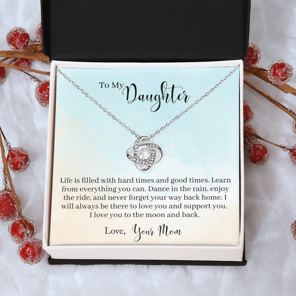 To My Daughter Love Knot Necklace From Mom, Happy Graduation Gift Necklace, Mother And Daughter Love Knot Necklace, Daughter Gift Necklace From Mommy Mother To Daughter Jewelry Gift For Girls