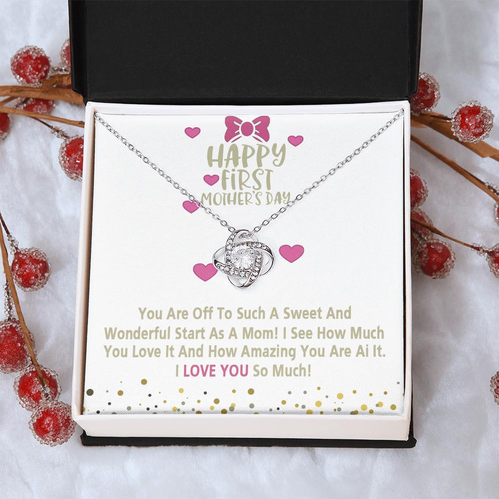 Happy Morther's Day Necklace, To My Mother Lovev Knot Necklace Gift Form Daughter, First Mother Day Necklace Gift, Mother And Daughter Gift Necklace For Mother Gift Necklace Jewelry Gift For Women