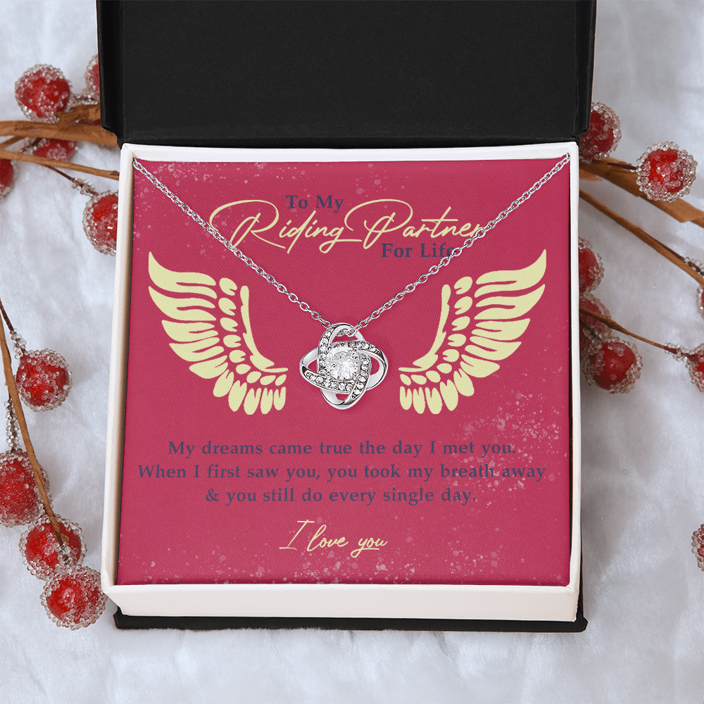 To My Riding Partner for Life Necklace From Husband, Boyfriend, Biker Wife Motorcycle Love Knot Necklace, Jewelry For Women Gift Necklace for Her Romantic Girlfriend Gift Necklace Message Card