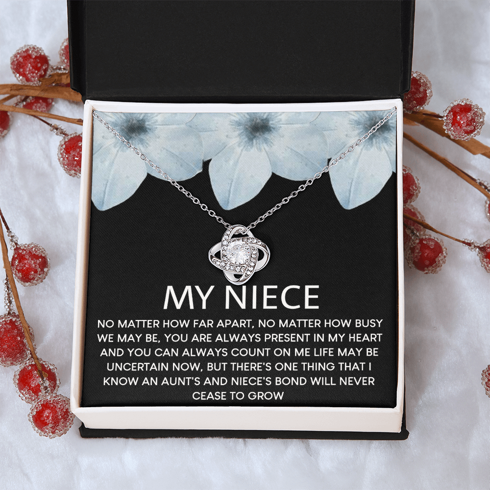 To My Niece Love Knot Necklace From Aunt, Niece Confirmation, Niece With Message Card and Gift Box Necklace Gift from Aunt or Uncle Aunt Niece Necklace, Niece Birthday Gift, Niece Graduation Gift