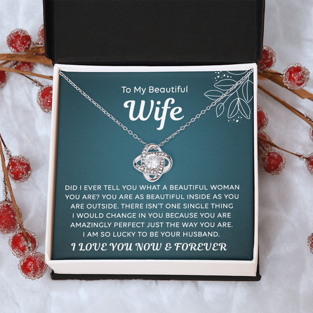 Wife Gift Necklace, To My Beautiful Wife Necklace From Husband, Wife Love Knot Necklace From Husband, Jewelry Gift For Women, Beautiful Women, Badass Wife Gift Necklace, Soulmate Gift Necklace