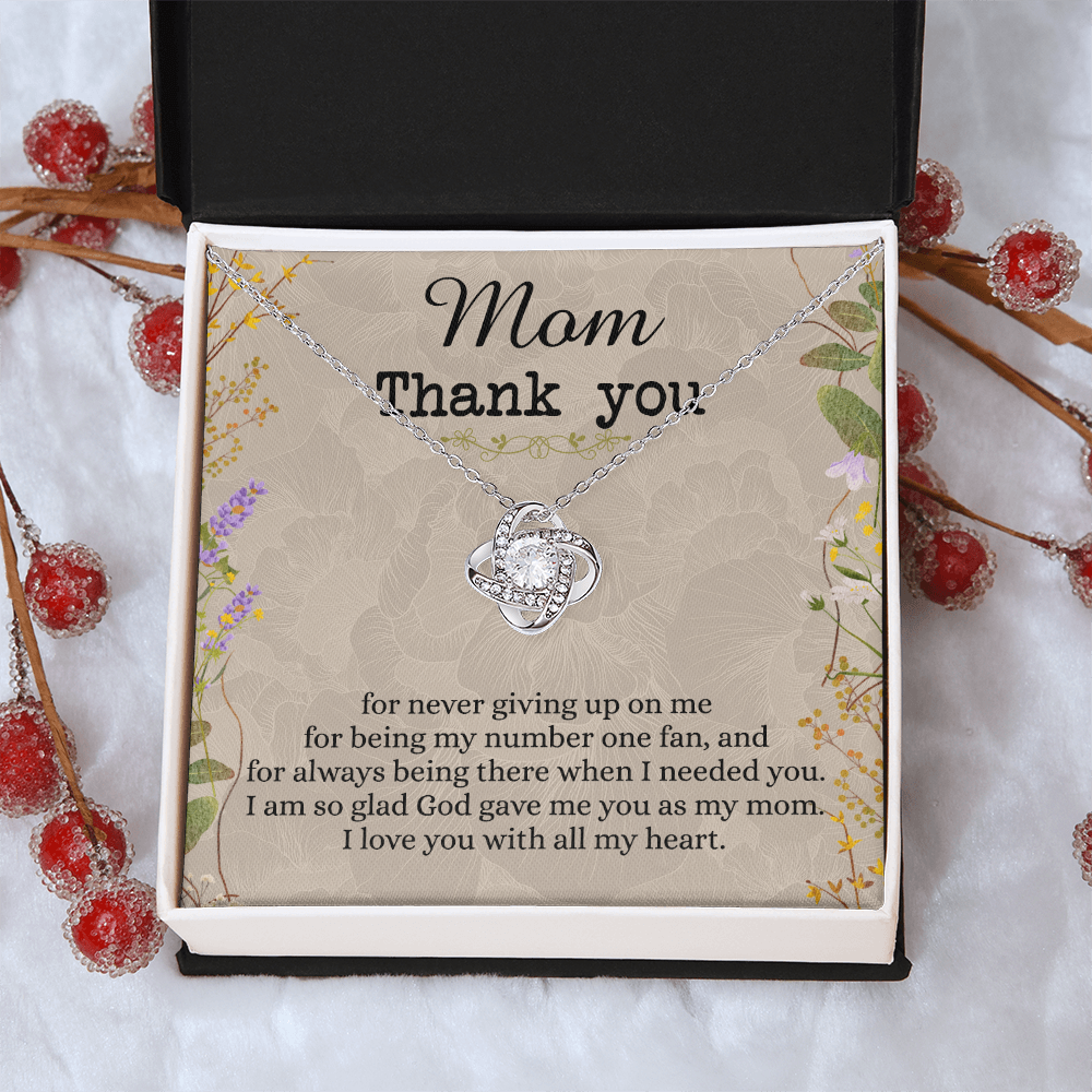 Mom Thank You Gift Necklace, To My Mom Love Knot Necklace From Daughter Necklace Gift For Mom Mother's Day Necklace Gift For Mom, Birthday Gift For Mom Anniversary Jewlry Gift For Women, Mom