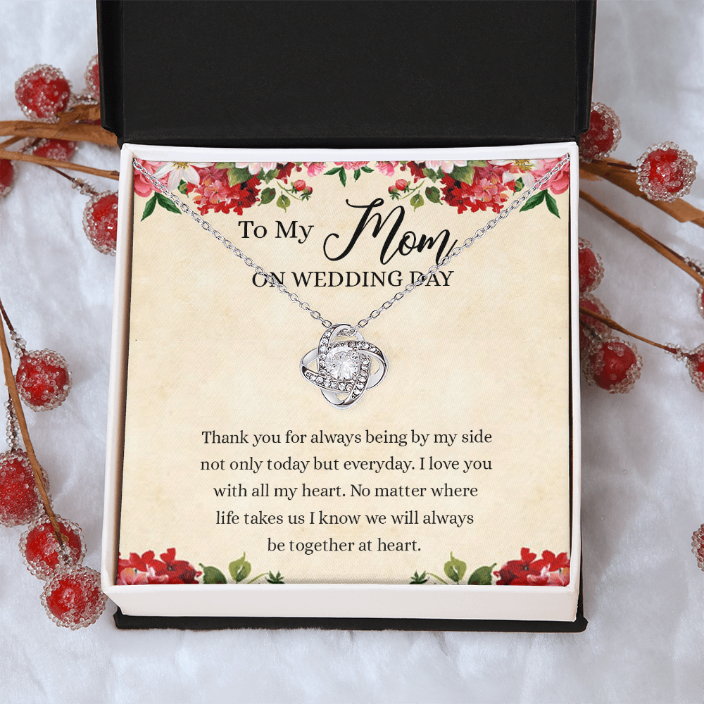 To My Mom Love Knot Necklace Gift for Mom on Wedding Day, Gift Necklace for Mother of The Groom, Gift for Bridesmaid Proposal Gift Necklace, To My Mom Gift Necklace On Wedding Day from Daughter