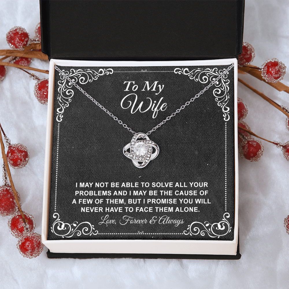 To My Wife Necklace From Husband, Love Knot Necklace Gift For Wife Husband To Wife Knot Pendant For Wife Jewelry Gift For Women, Wife Gift Necklace Soulmate Gift Pendant Forever And Always Necklace