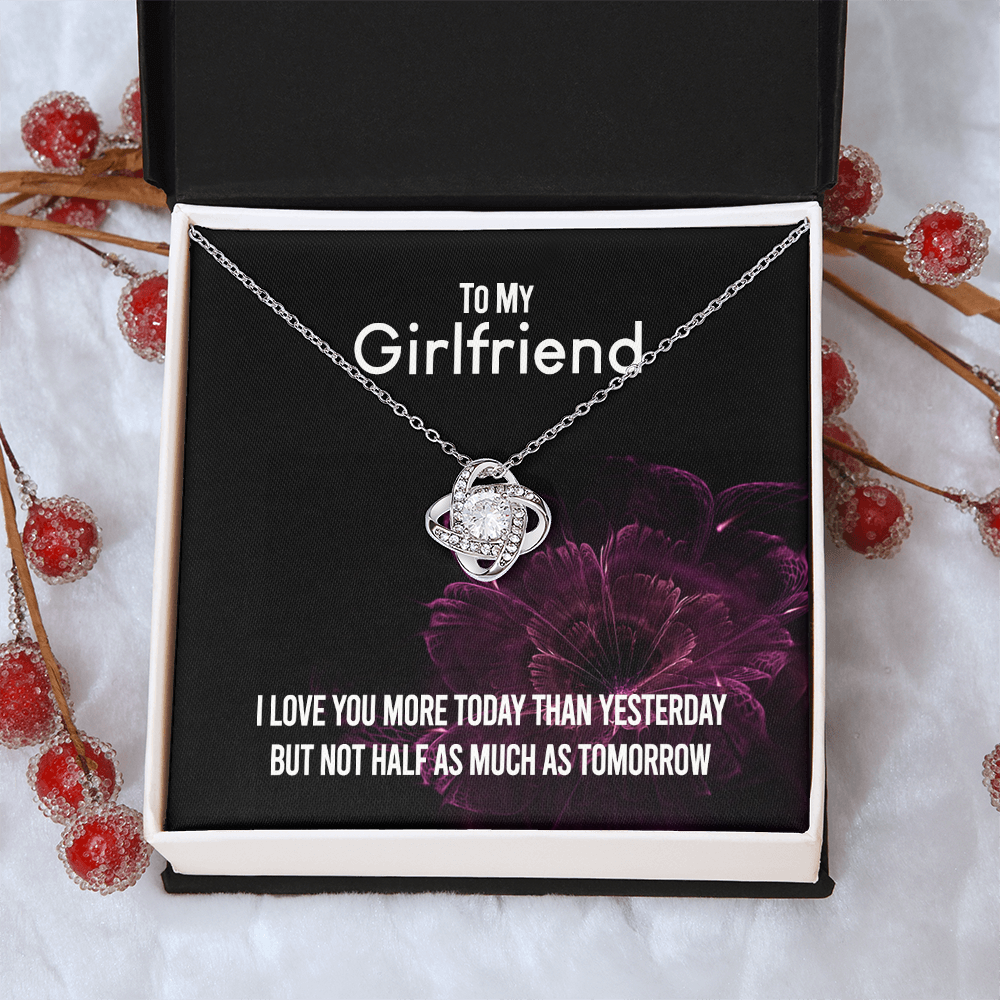 To My Girlfriend Necklace Romantic Girlfriend Birthday Gifts for Girlfriend From Boyfriend, Husband, Girlfriend Gift Necklace - Jewelry Gift For Girls, Love Knot Pendant Gift For Girlfriend, Soulmate