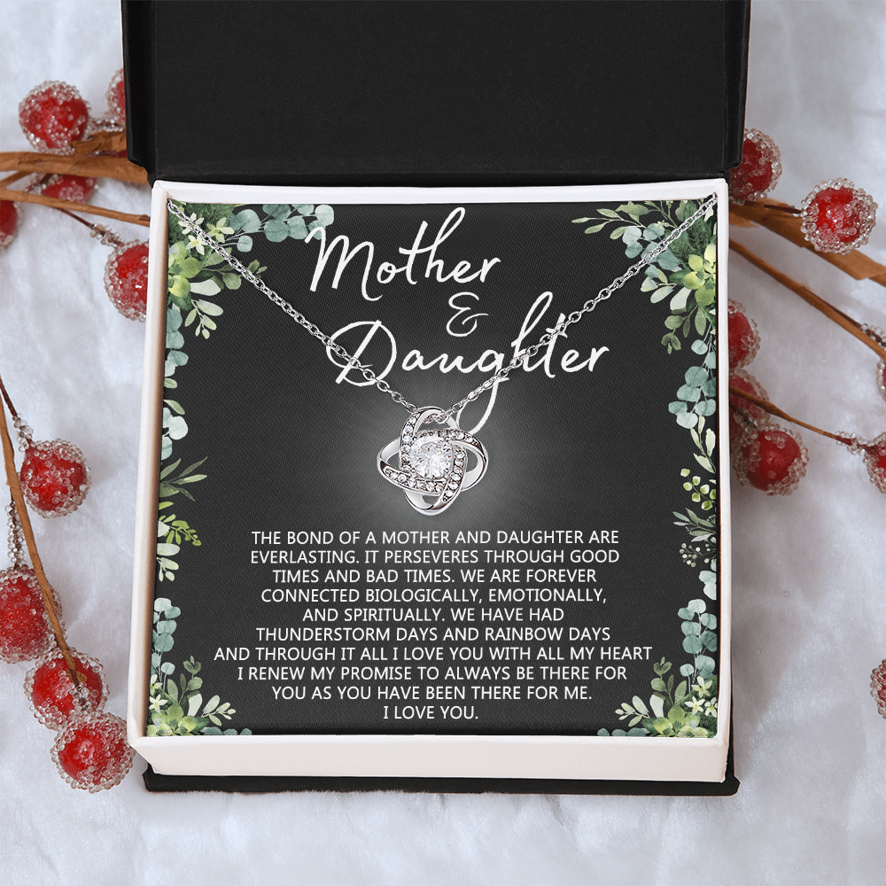 Mother And Daughter Necklace, Mothers day Necklace Gift For Mother, To My Mother Love Knot Necklace Gift From Daughter To Mom Jewelry Gift For Women Bonus Mom Boyfriend's Mom Gift Necklace