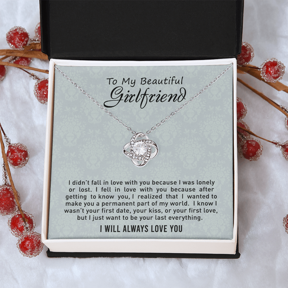 To My Beautiful Girlfriend Love Knot Necklace From Boyfriend, Husband, Girlfriend Gift Necklace - Love Knot Pendant Gift For Beautiful Girlfriend, Soulmate Gift Necklace To Girlfriend From Boyfriend