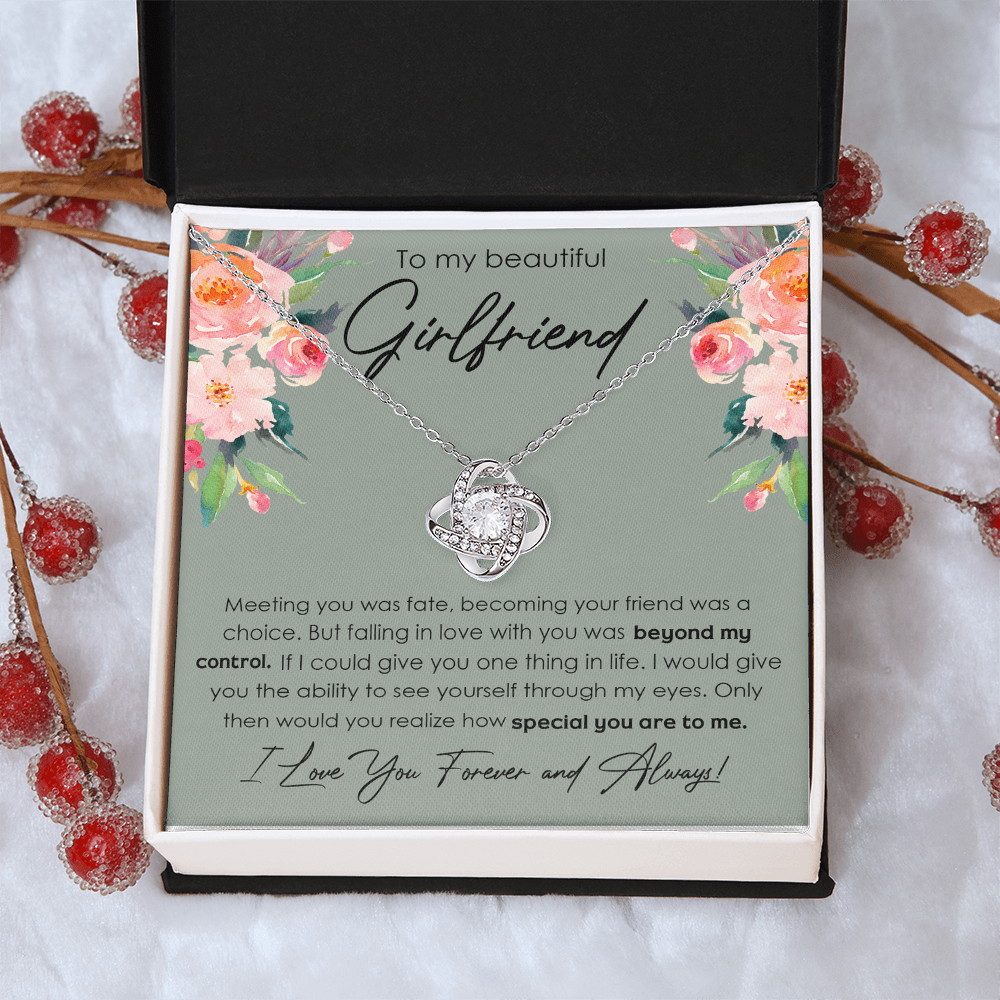 To My Beautiful Girlfriend Love Knot Necklace From Boyfriend, Husband, Beautiful Girlfriend Gift Necklace - Love Knot Pendant Gift For Girlfriend, Soulmate Jewelry Gift To Girlfriend From Boyfriend