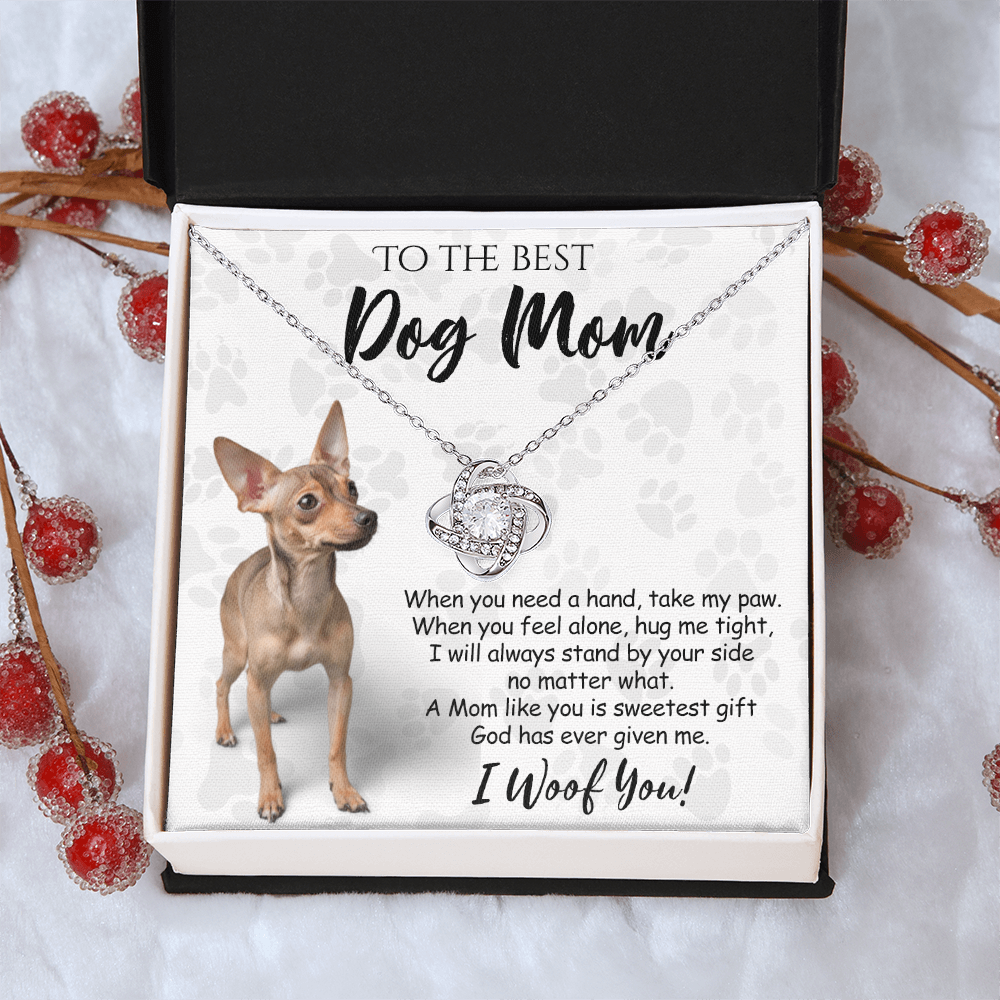 To The Best Dog Mom Love Knot Necklace From Daughter Mother's Day Necklace Gift, Chihuahua Love Knot Pendant, Jewelry Gift For Women, Dog Lovers Chihuahua Gift Necklace, Dog Mom Gift Necklace