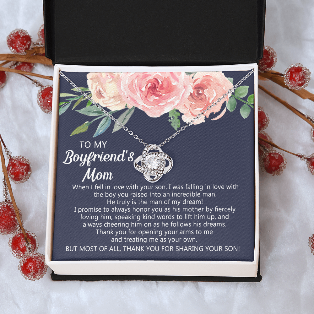 To My Boyfriend's Mom Necklace From Girlfriend, Gifts for Boyfriend's Mom Necklace, My Boyfriends Mom Love Knot Necklace From Man, Necklace On Mother's Day, Anniversary, Birthday Gifts, Christmas