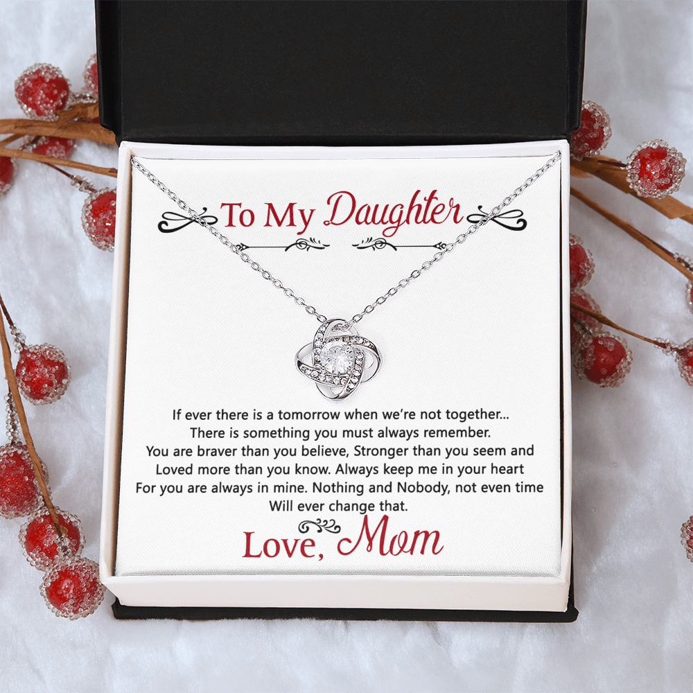To My Daughter Love Knot Necklace Gift From Mom, Daughter Gift Necklace, Mother To Daughter Pendant Gift, Little Girl Necklace Love Knot Jewelry Gift For Girls, Mother Love Daughter Necklace