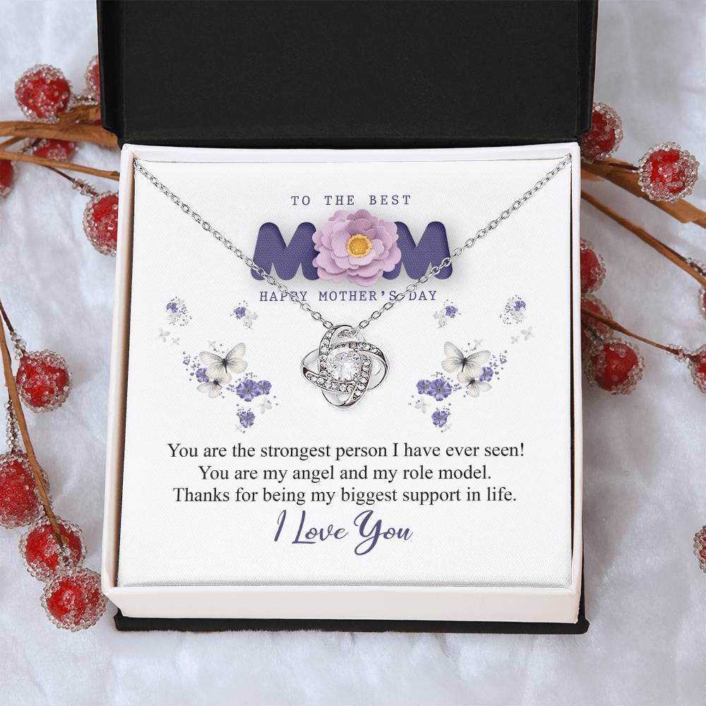 To The Best Mom Necklace From Daughter, Happy Mothers Day Necklace Gift For Mom, Mother And Daughter Love Knot Necklace Gift On Mother's Day Anniversary, Birthday Gift Christmas, Jewelry For Women