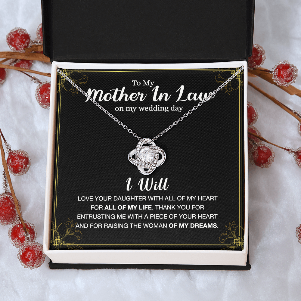Mother In Law Gift Necklace, To My Mother In Law Love Knot Necklace Gift From Daughter, Mother In Law On My Weding Day Necklace, The Love Knot Necklace Gift On Wedding Day For Mother In Law Jewelry