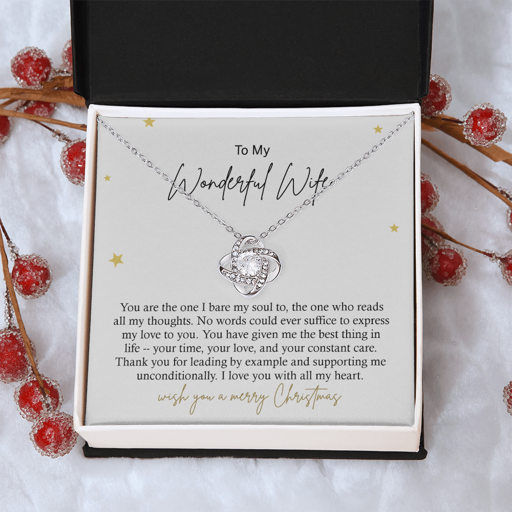 To My Wonderful Wife Necklace From Husband, Wish You A Merry Christmas Love Knot Necklace Gift For Wife Husband To Wife, Jewelry Gift For Women Wife Gift Necklace Soulmate Gift Pendant Necklace