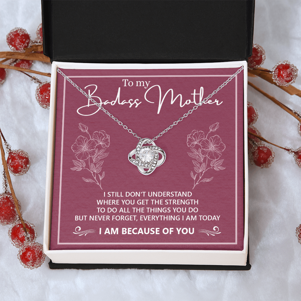 Badass Mother Necklace, To My Badass Mother Love Knot Necklace, Badass Mom Gift Necklace, Badass Mother Necklace Gift From Daughter, Mother's Day Necklace Gift For Mom, Jewelry Gift For Women Badass
