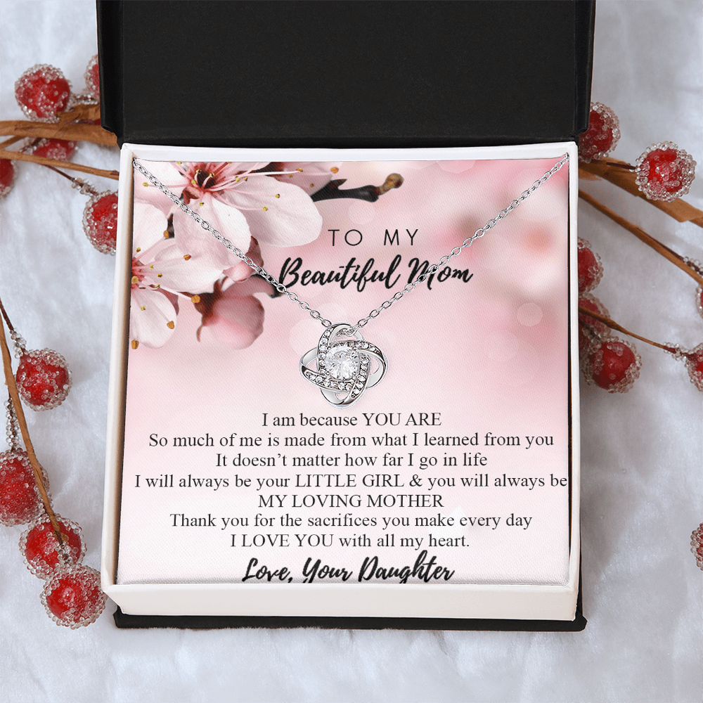 To My Mom Necklace From Daughter, Mother's Day Jewelry For Mom, Mother, Mother In law, Loving Mother Gift Necklace, Unique Moms Gift Ideas, Beautiful Mom Gift Love Knot Necklace On Mothers Day