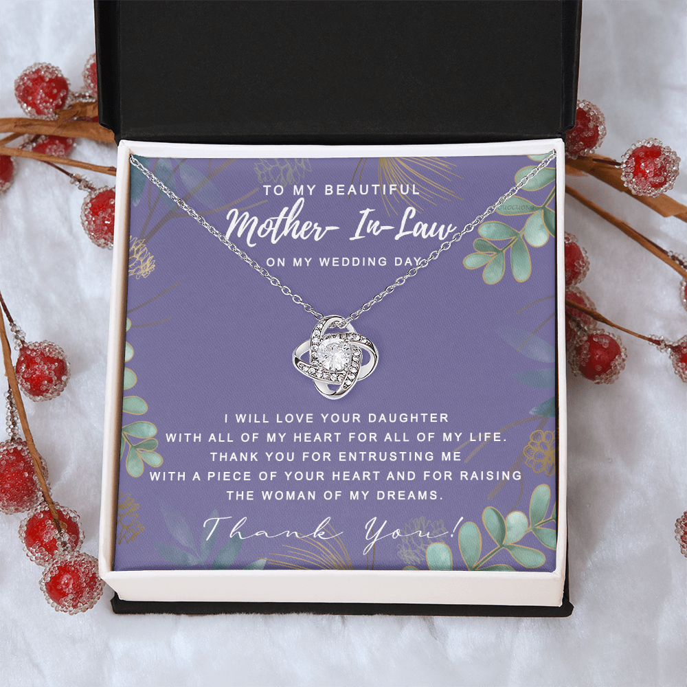 Wedding Day Necklace Gift For Mother In Law, To My Beautiful Mother In Law Love Knot Necklace From Daughter In Law, Thank You Necklace Gift For Mother From Daughter, Mother In Law On My Wedding Day