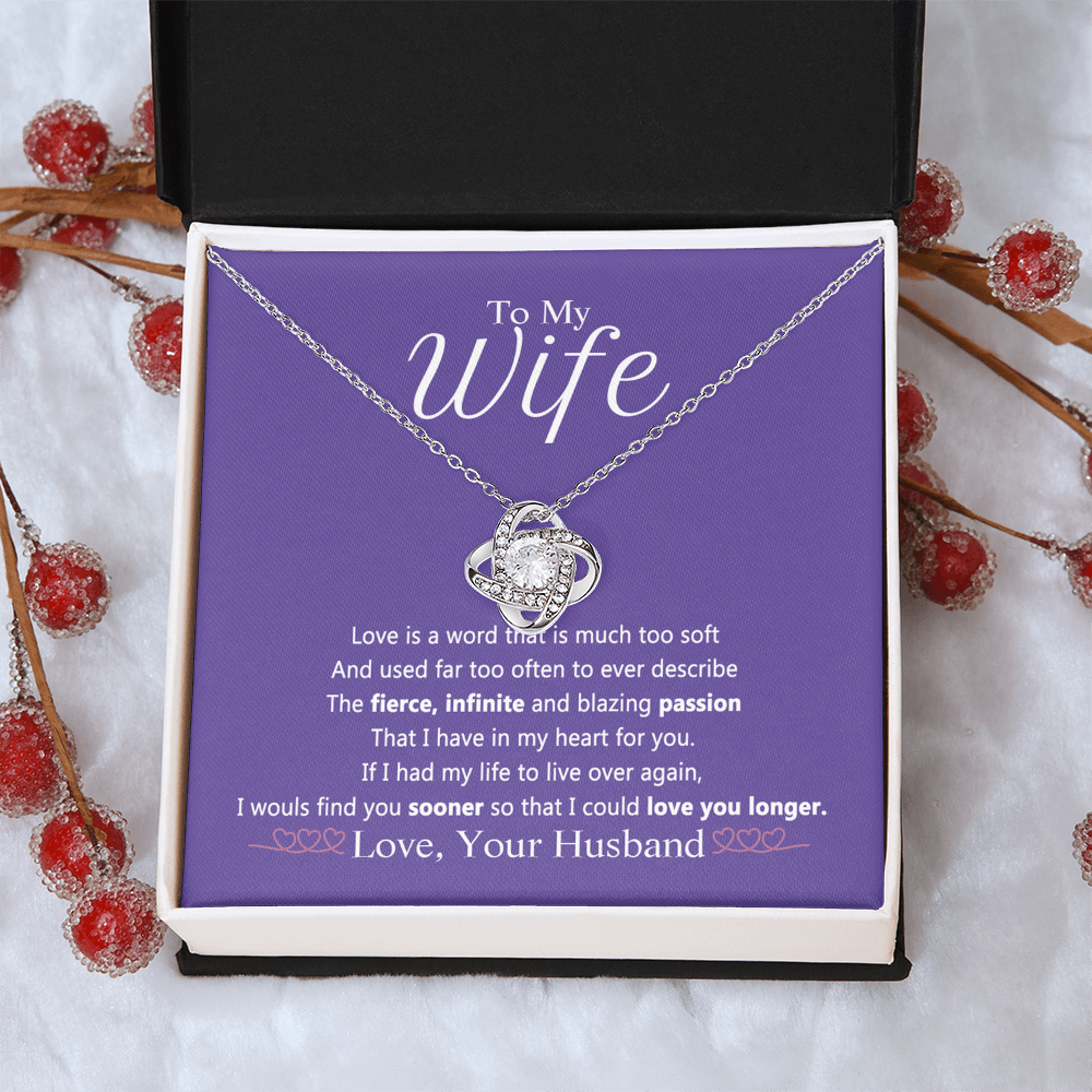 Wife Gift Necklace From Husband, To My Wife Necklace, Wife Love Knot Necklace From Husband, Jewelry Gift For Women Badass Wife Gift Necklace Soulmate Necklace Gift From Men Love You Longer Necklace